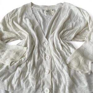 2000s American Eagle Off-White Button-Down V-Neck Henley Cardigan – Size L